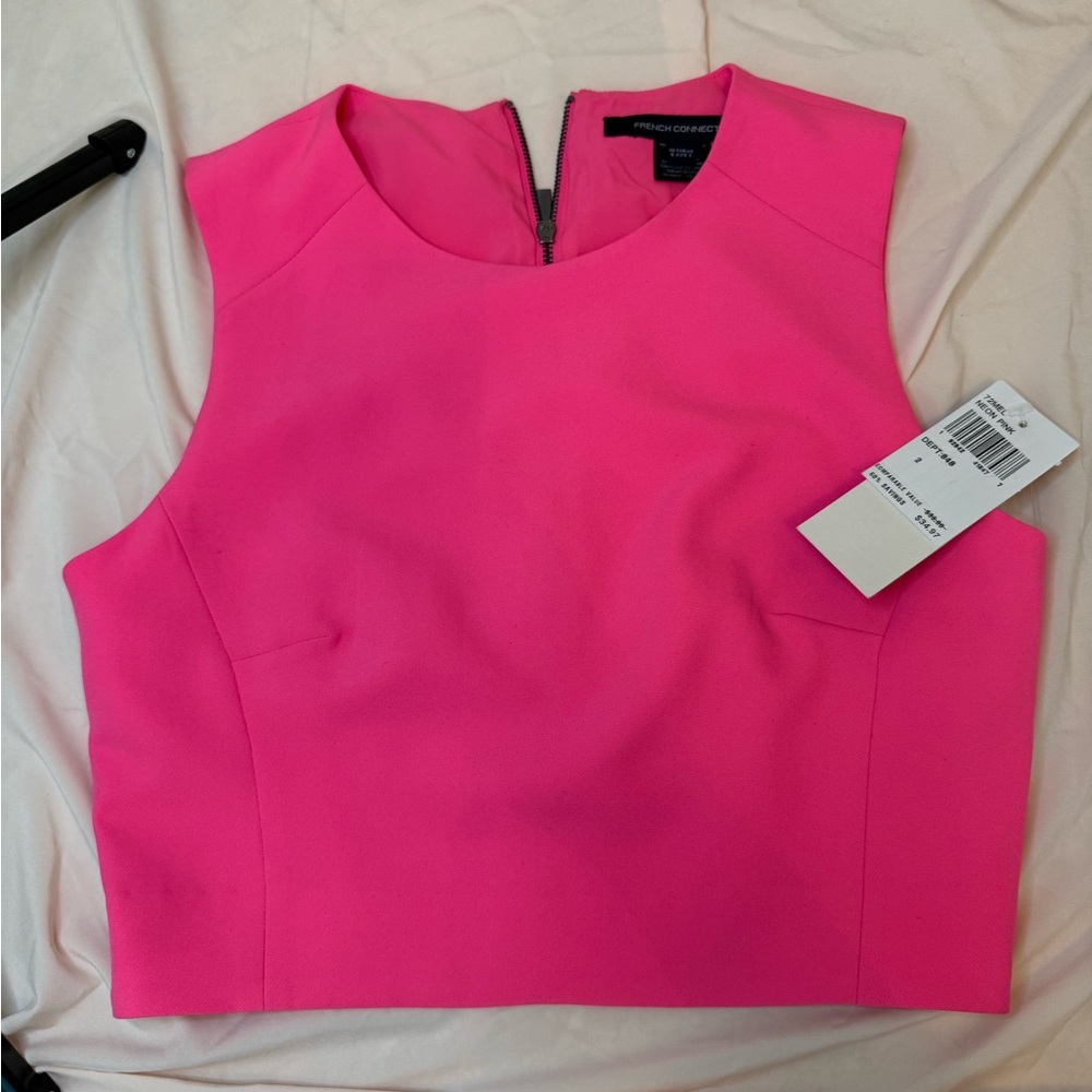 French Connection Bright Pink Crop Top